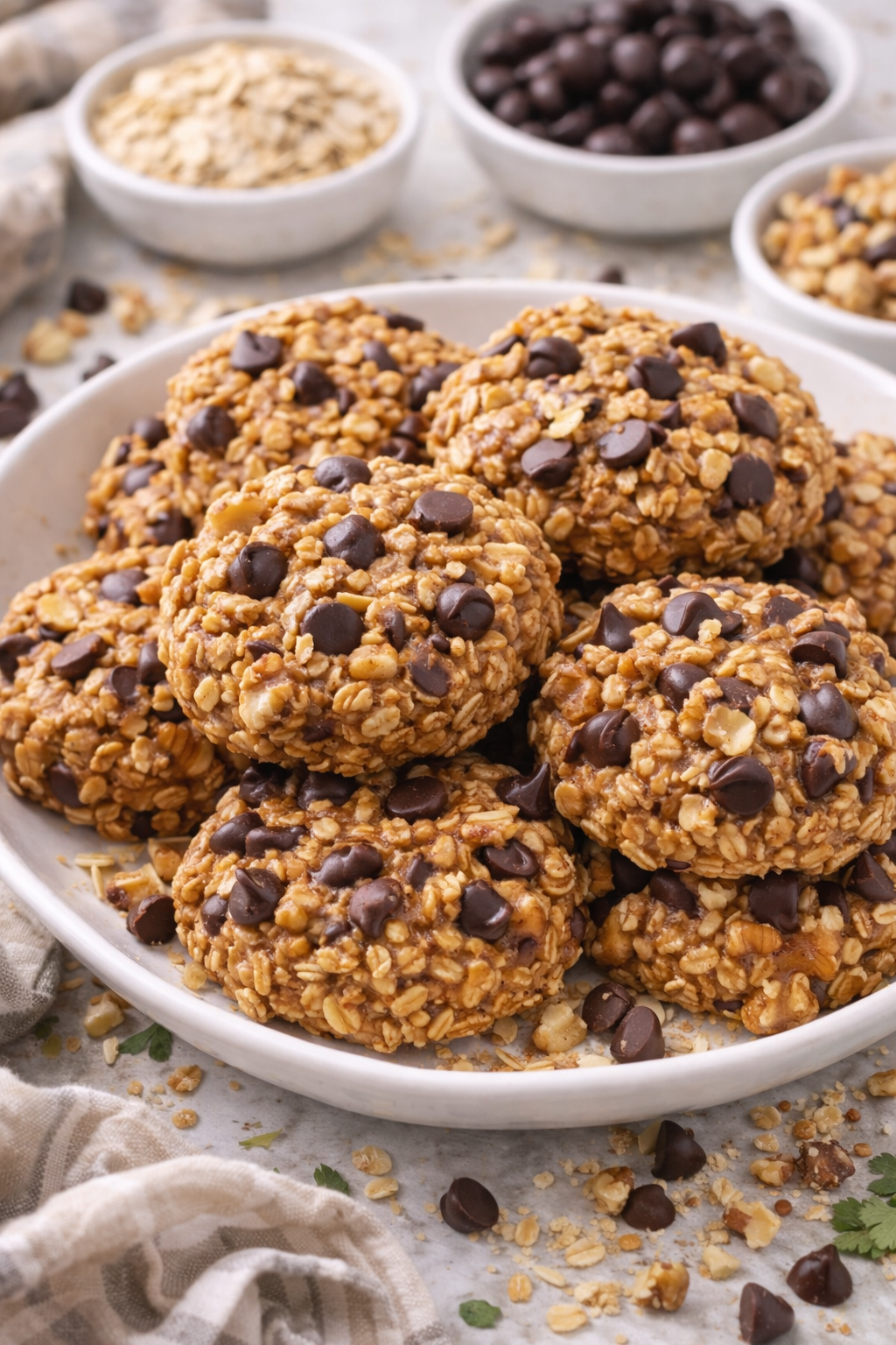 Galletas de avena con chispas y nuez (sin horno)