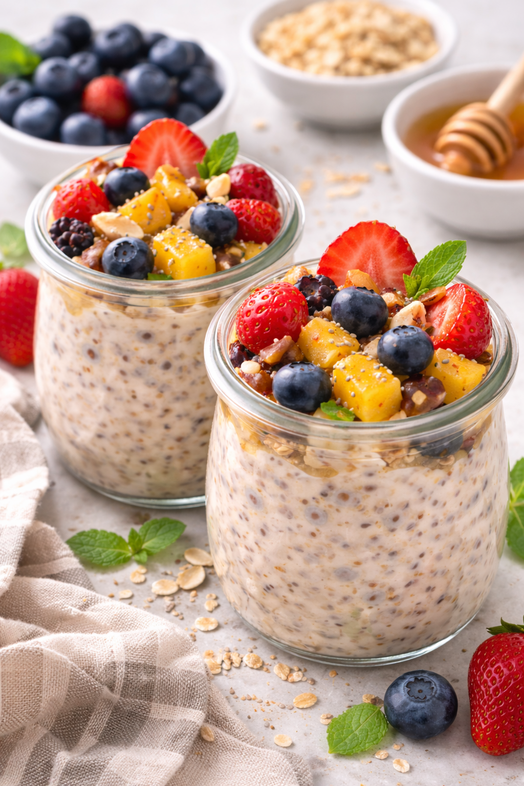 Pudín de avena con fruta